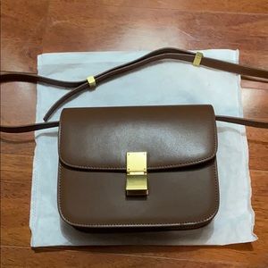 Leather Box Bag Crossbody - Brown